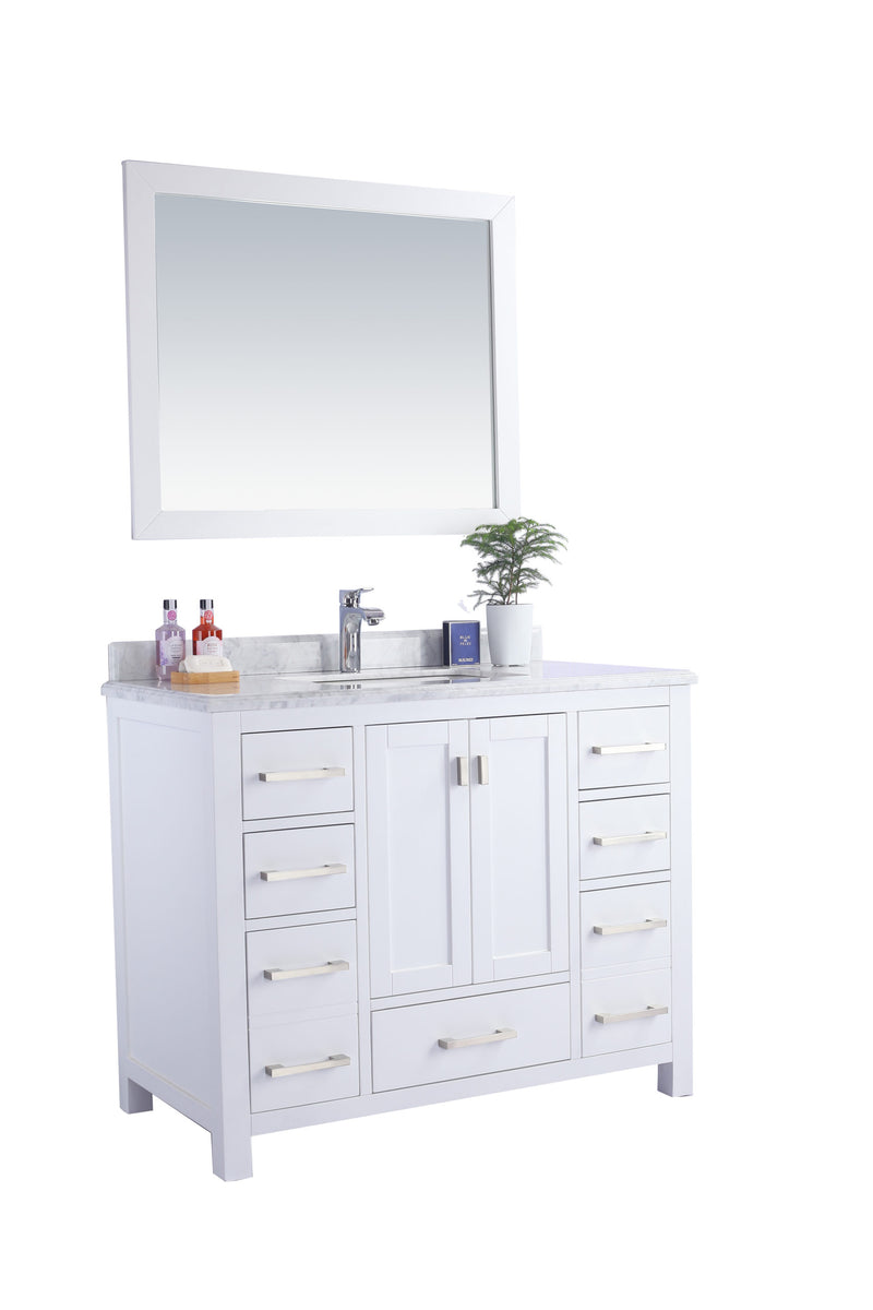 Laviva 313ANG-42W-WC Wilson 42" White Bathroom Vanity with White Carrara Marble Countertop