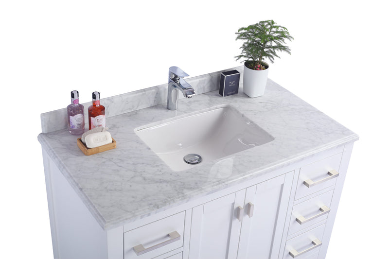 Laviva 313ANG-42W-WC Wilson 42" White Bathroom Vanity with White Carrara Marble Countertop