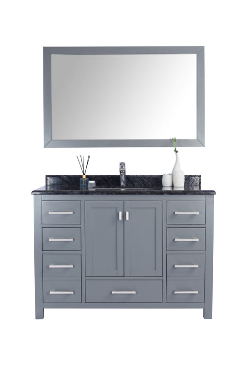 Laviva 313ANG-48G-BW Wilson 48" Grey Bathroom Vanity with Black Wood Marble Countertop