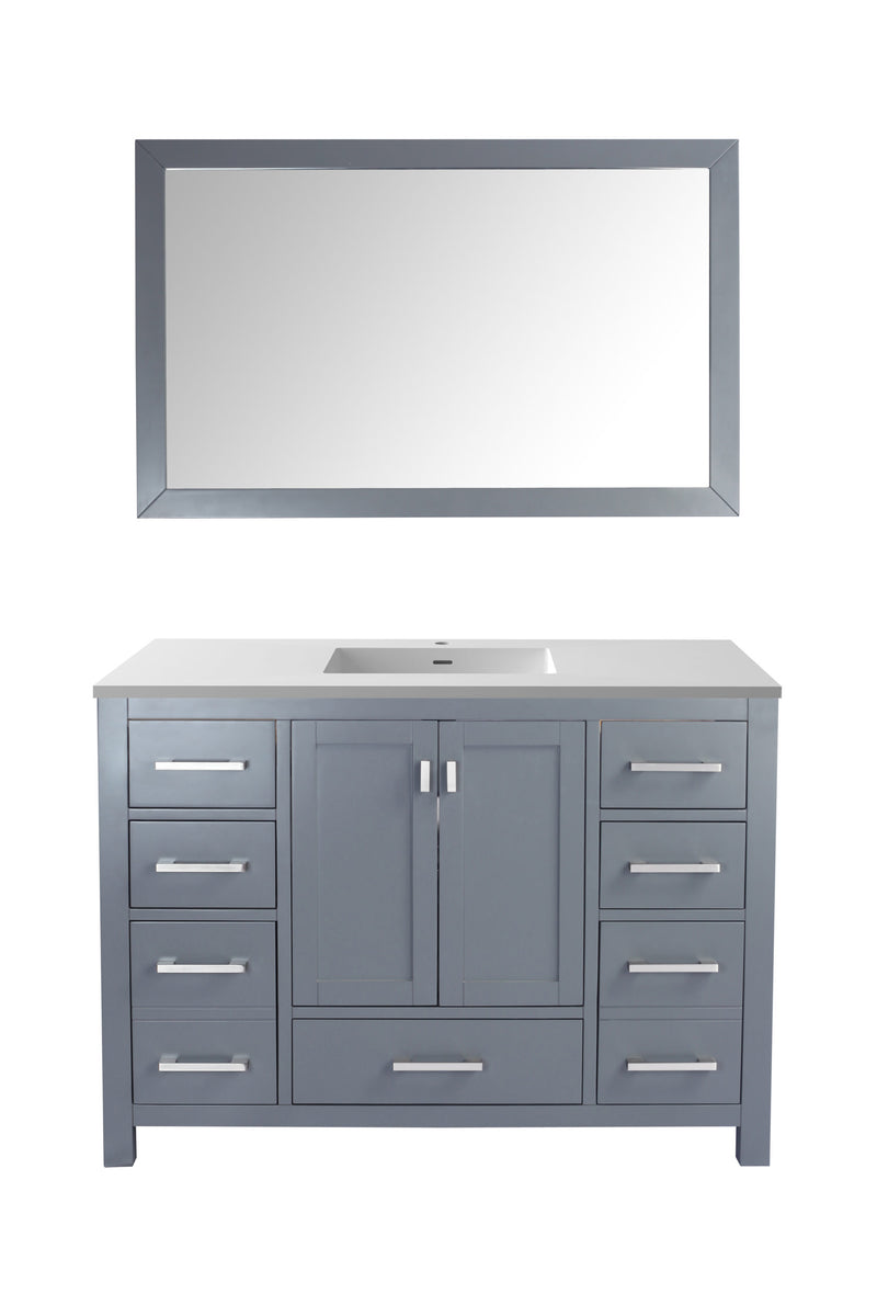 Laviva 313ANG-48G-MW Wilson 48" Grey Bathroom Vanity with Matte White VIVA Stone Solid Surface Countertop
