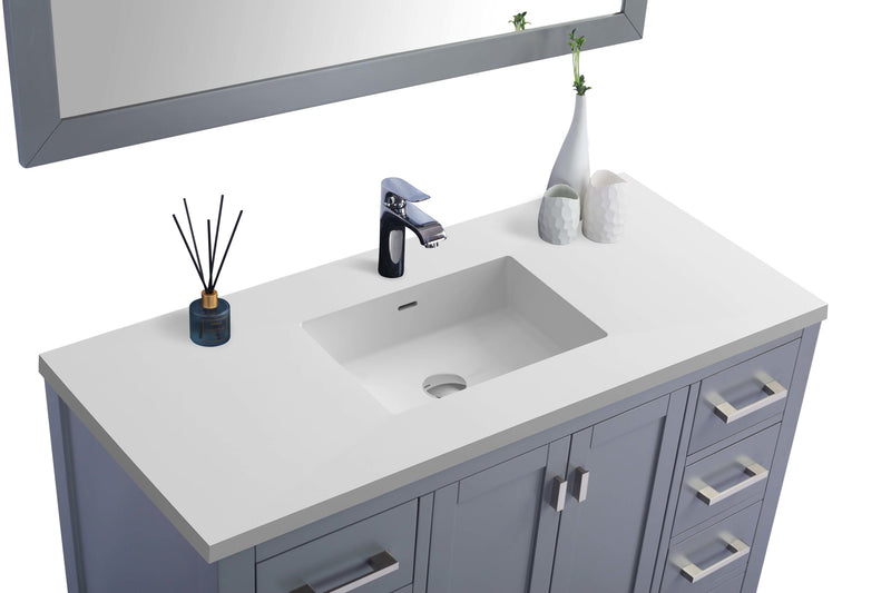 Laviva 313ANG-48G-MW Wilson 48" Grey Bathroom Vanity with Matte White VIVA Stone Solid Surface Countertop