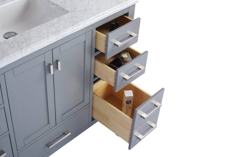 Laviva 313ANG-48G-MW Wilson 48" Grey Bathroom Vanity with Matte White VIVA Stone Solid Surface Countertop