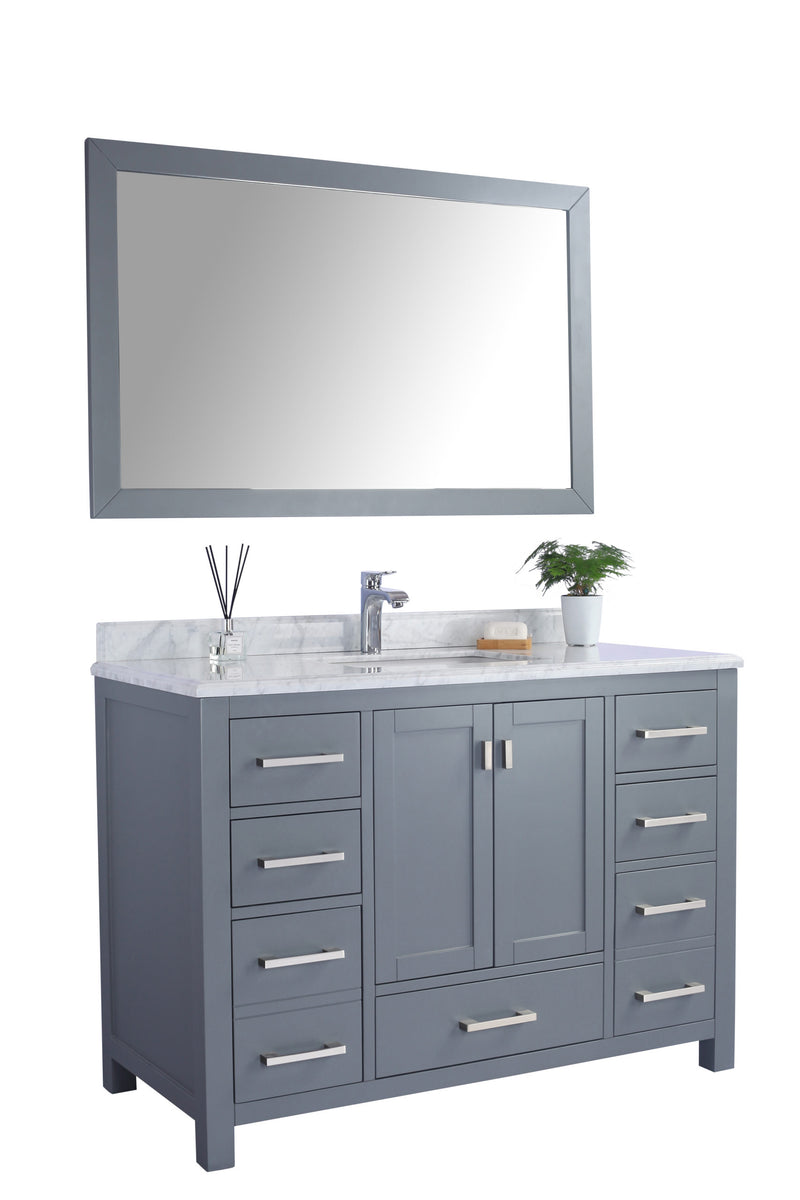 Laviva 313ANG-48G-WC Wilson 48" Grey Bathroom Vanity with White Carrara Marble Countertop