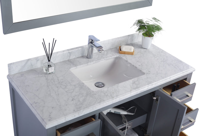 Laviva 313ANG-48G-WC Wilson 48" Grey Bathroom Vanity with White Carrara Marble Countertop
