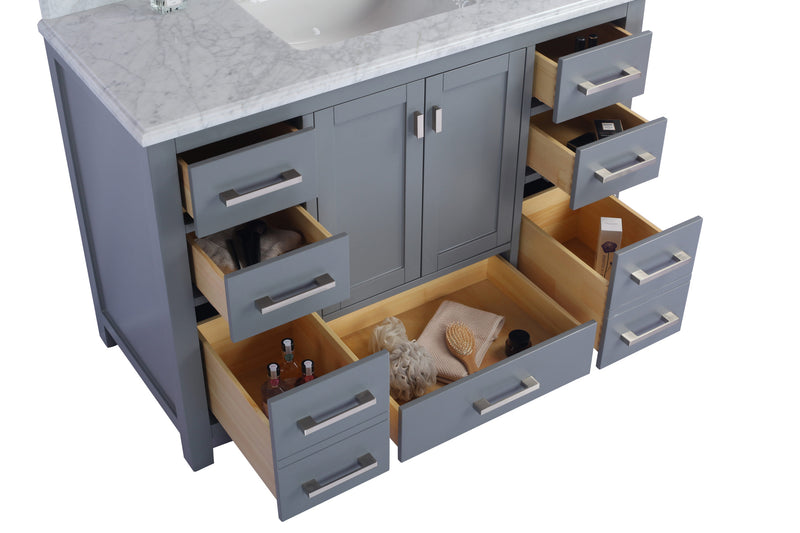 Laviva 313ANG-48G-WC Wilson 48" Grey Bathroom Vanity with White Carrara Marble Countertop
