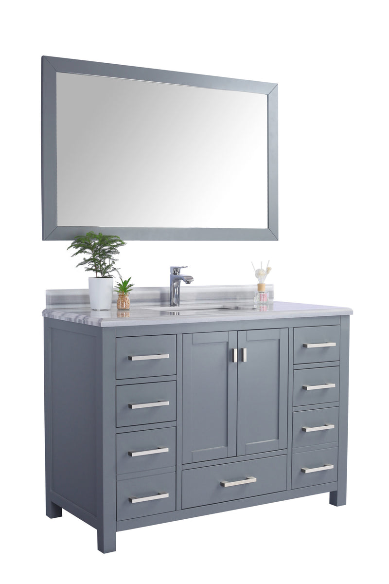 Laviva 313ANG-48G-WS Wilson 48" Grey Bathroom Vanity with White Stripes Marble Countertop