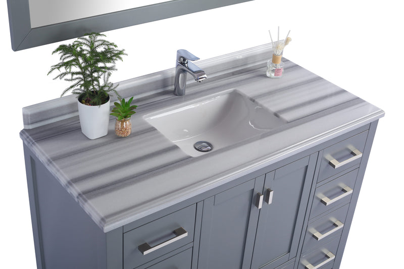 Laviva 313ANG-48G-WS Wilson 48" Grey Bathroom Vanity with White Stripes Marble Countertop