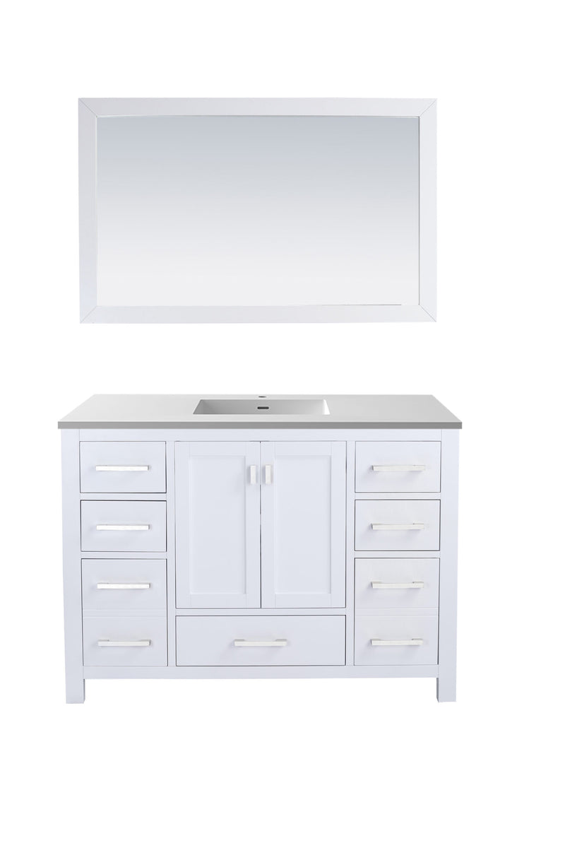 Laviva 313ANG-48W-MW Wilson 48" White Bathroom Vanity with Matte White VIVA Stone Solid Surface Countertop