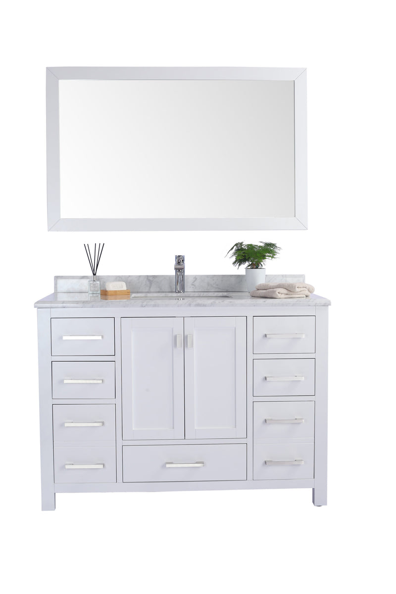 Laviva 313ANG-48W-WC Wilson 48" White Bathroom Vanity with White Carrara Marble Countertop