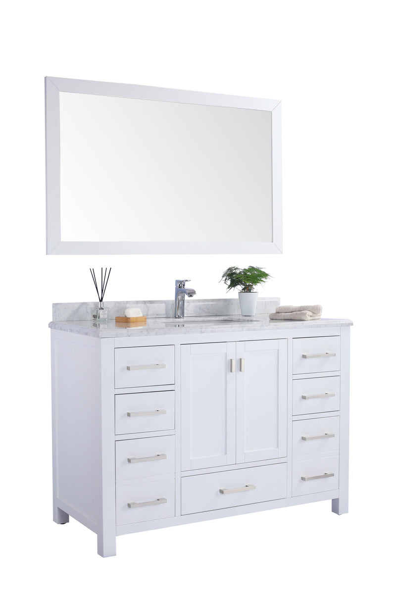 Laviva 313ANG-48W-WC Wilson 48" White Bathroom Vanity with White Carrara Marble Countertop
