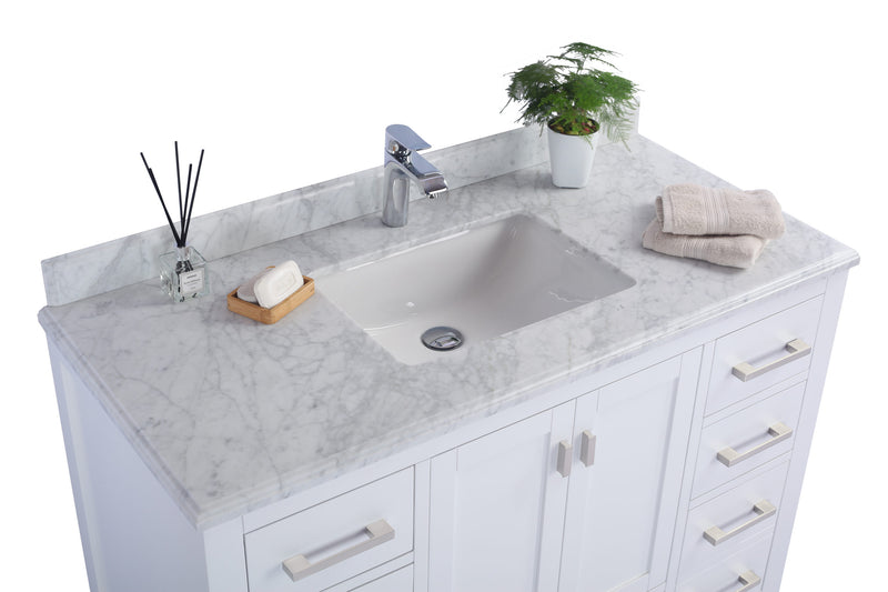 Laviva 313ANG-48W-WC Wilson 48" White Bathroom Vanity with White Carrara Marble Countertop