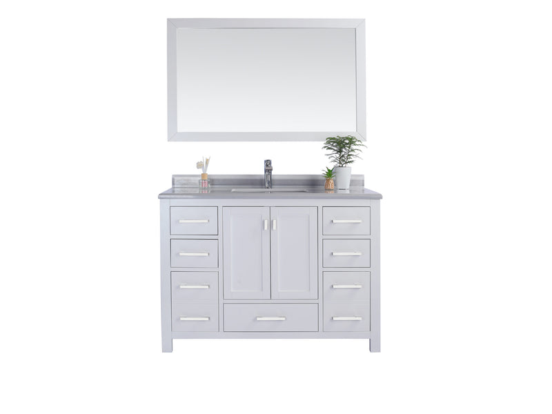 Laviva 313ANG-48W-WS Wilson 48" White Bathroom Vanity with White Stripes Marble Countertop