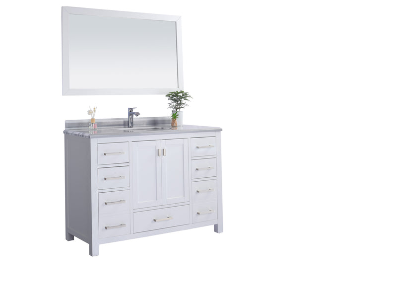 Laviva 313ANG-48W-WS Wilson 48" White Bathroom Vanity with White Stripes Marble Countertop