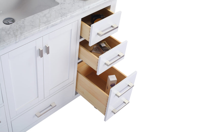 Laviva 313ANG-48W-WS Wilson 48" White Bathroom Vanity with White Stripes Marble Countertop