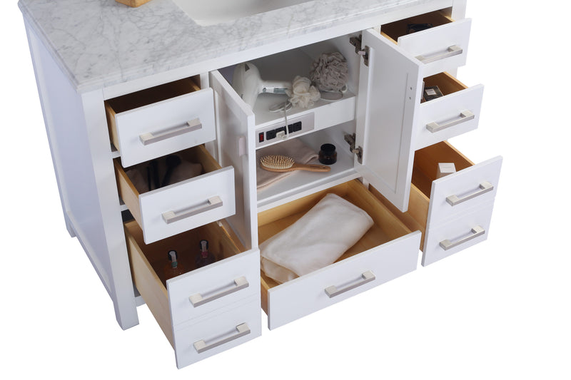 Laviva 313ANG-48W-WS Wilson 48" White Bathroom Vanity with White Stripes Marble Countertop