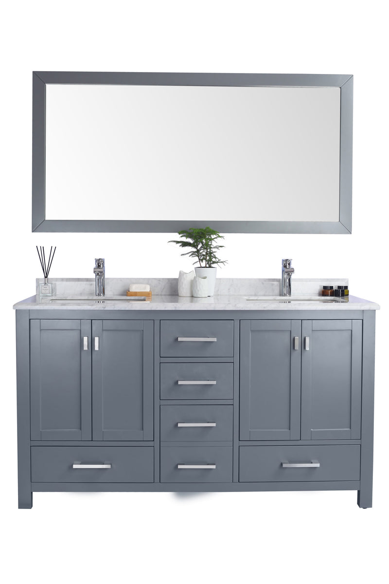 Laviva 313ANG-60G-WC Wilson 60" Grey Double Sink Bathroom Vanity with White Carrara Marble Countertop