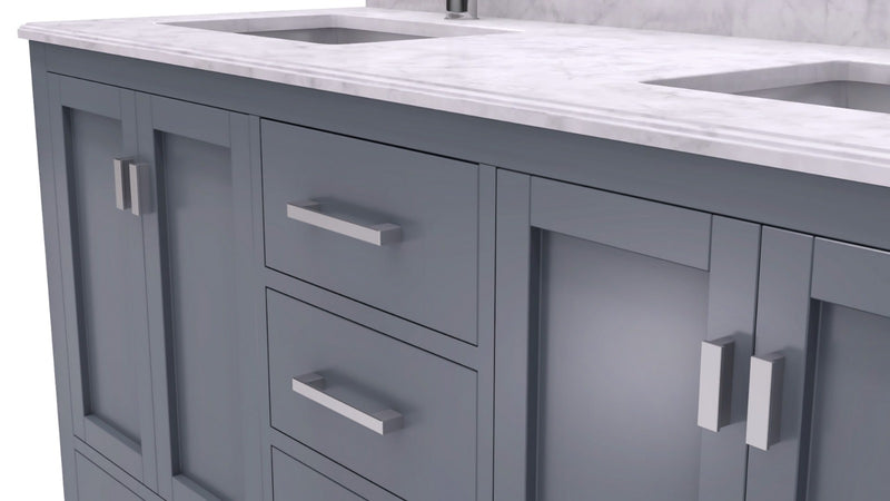 Laviva 313ANG-60G-WC Wilson 60" Grey Double Sink Bathroom Vanity with White Carrara Marble Countertop