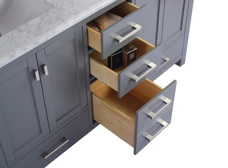Laviva 313ANG-60G-WC Wilson 60" Grey Double Sink Bathroom Vanity with White Carrara Marble Countertop