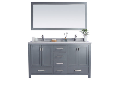 Laviva 313ANG-60G-WS Wilson 60" Grey Double Sink Bathroom Vanity with White Stripes Marble Countertop