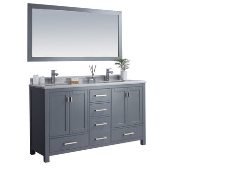 Laviva 313ANG-60G-WS Wilson 60" Grey Double Sink Bathroom Vanity with White Stripes Marble Countertop - view 2