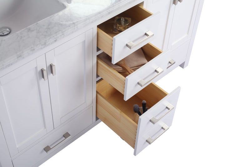 Laviva 313ANG-60W-BW Wilson 60" White Double Sink Bathroom Vanity with Black Wood Marble Countertop