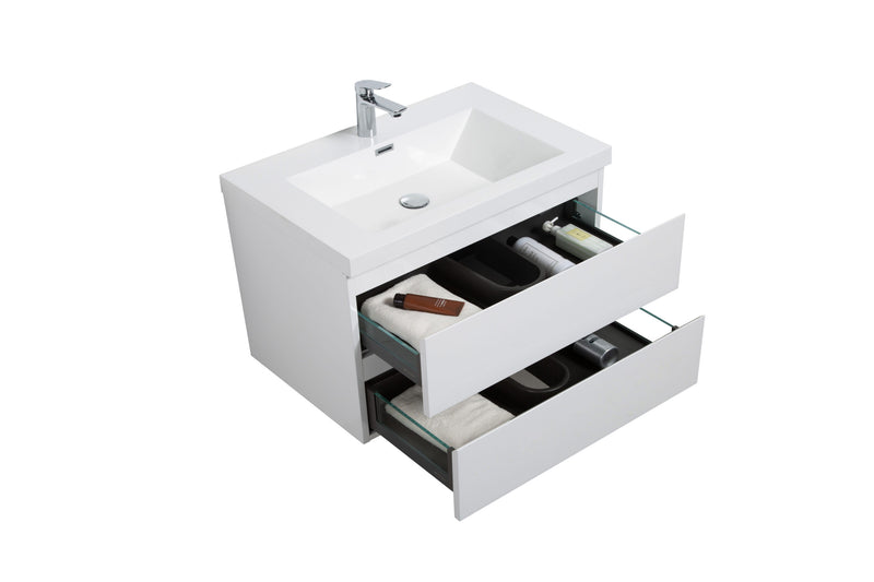 Laviva 313AUR-24GPW-GW Aurora 24" Glossy Polar White Wall Hung Bathroom Vanity with White Acrylic Countertop - view 3