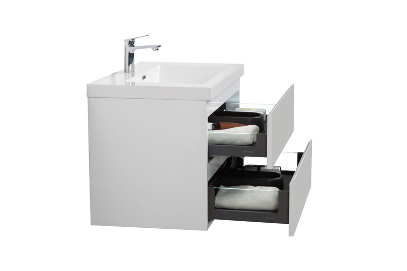 Laviva 313AUR-24GPW-GW Aurora 24" Glossy Polar White Wall Hung Bathroom Vanity with White Acrylic Countertop - view 4