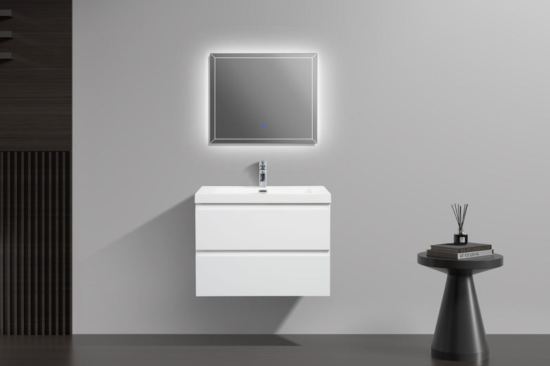 Laviva 313AUR-24GPW-GW Aurora 24" Glossy Polar White Wall Hung Bathroom Vanity with White Acrylic Countertop - view 6