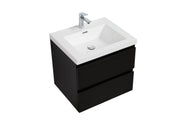 Laviva 313AUR-24MMB-GW Aurora 24" Matte Midnight Black Wall Hung Bathroom Vanity with White Acrylic Countertop - view 2