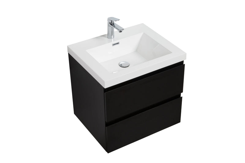 Laviva 313AUR-24MMB-GW Aurora 24" Matte Midnight Black Wall Hung Bathroom Vanity with White Acrylic Countertop - view 2