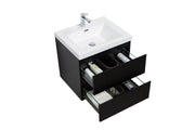 Laviva 313AUR-24MMB-GW Aurora 24" Matte Midnight Black Wall Hung Bathroom Vanity with White Acrylic Countertop - view 3
