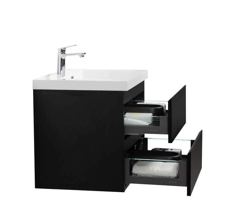 Laviva 313AUR-24MMB-GW Aurora 24" Matte Midnight Black Wall Hung Bathroom Vanity with White Acrylic Countertop - view 5