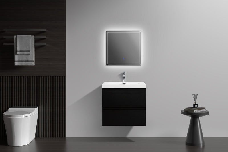 Laviva 313AUR-24MMB-GW Aurora 24" Matte Midnight Black Wall Hung Bathroom Vanity with White Acrylic Countertop - view 6