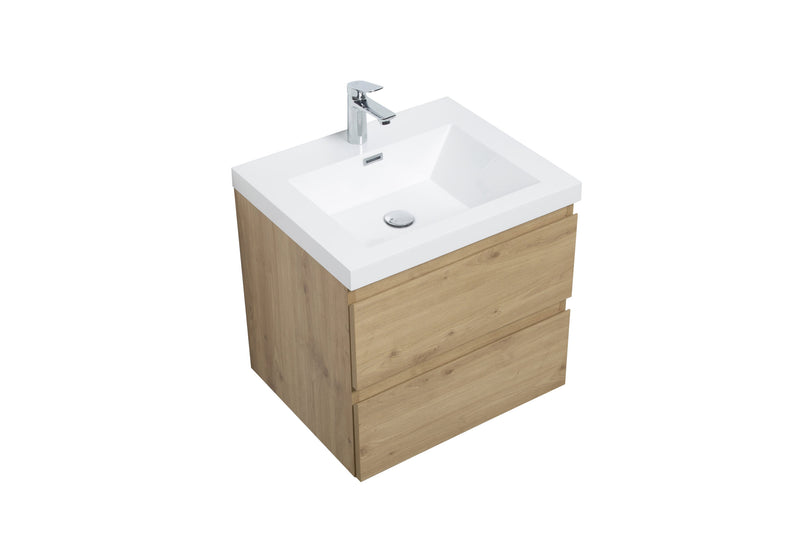 Laviva 313AUR-24SO-GW Aurora 24" Sonoma Oak Wall Hung Bathroom Vanity with White Acrylic Countertop - view 2