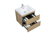 Laviva 313AUR-24SO-GW Aurora 24" Sonoma Oak Wall Hung Bathroom Vanity with White Acrylic Countertop - view 3