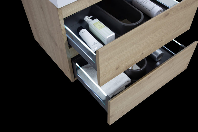 Laviva 313AUR-24SO-GW Aurora 24" Sonoma Oak Wall Hung Bathroom Vanity with White Acrylic Countertop - view 5