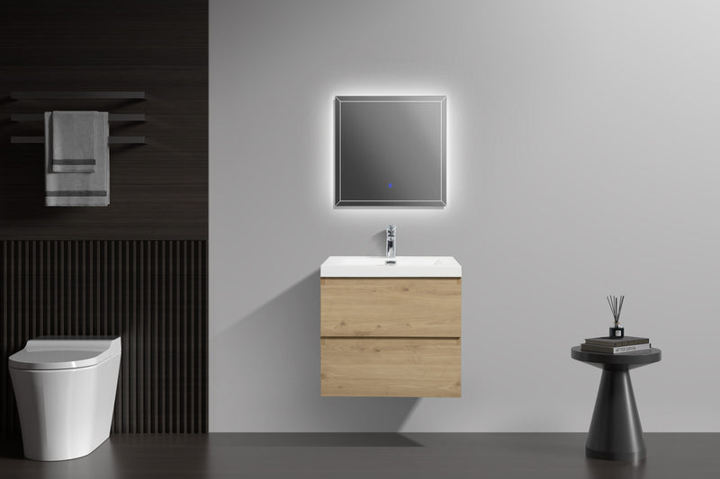 Laviva 313AUR-24SO-GW Aurora 24" Sonoma Oak Wall Hung Bathroom Vanity with White Acrylic Countertop - view 6