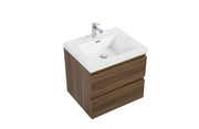 Laviva 313AUR-24SW-GW Aurora 24" Smokey Walnut Wall Hung Bathroom Vanity with White Acrylic Countertop - view 2