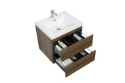 Laviva 313AUR-24SW-GW Aurora 24" Smokey Walnut Wall Hung Bathroom Vanity with White Acrylic Countertop - view 3