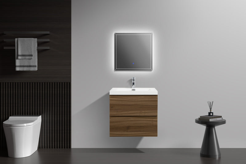 Laviva 313AUR-24SW-GW Aurora 24" Smokey Walnut Wall Hung Bathroom Vanity with White Acrylic Countertop - view 6