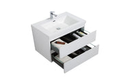 Laviva 313AUR-30GPW-GW Aurora 30" Glossy Polar White Wall Hung Bathroom Vanity with White Acrylic Countertop - view 3