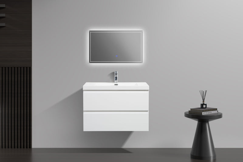 Laviva 313AUR-30GPW-GW Aurora 30" Glossy Polar White Wall Hung Bathroom Vanity with White Acrylic Countertop - view 6