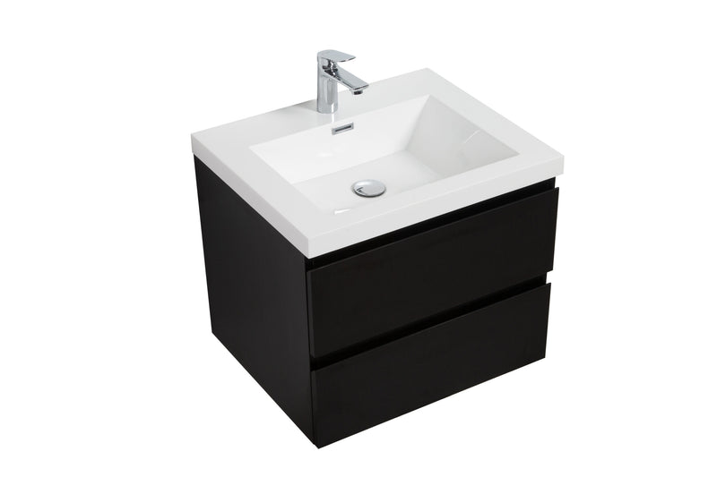 Laviva 313AUR-30MMB-GW Aurora 30" Matte Midnight Black Wall Hung Bathroom Vanity with White Acrylic Countertop - view 2