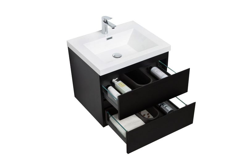 Laviva 313AUR-30MMB-GW Aurora 30" Matte Midnight Black Wall Hung Bathroom Vanity with White Acrylic Countertop - view 3