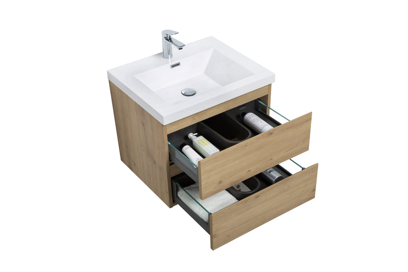 Laviva 313AUR-30SO-GW Aurora 30" Sonoma Oak Wall Hung Bathroom Vanity with White Acrylic Countertop - view 3