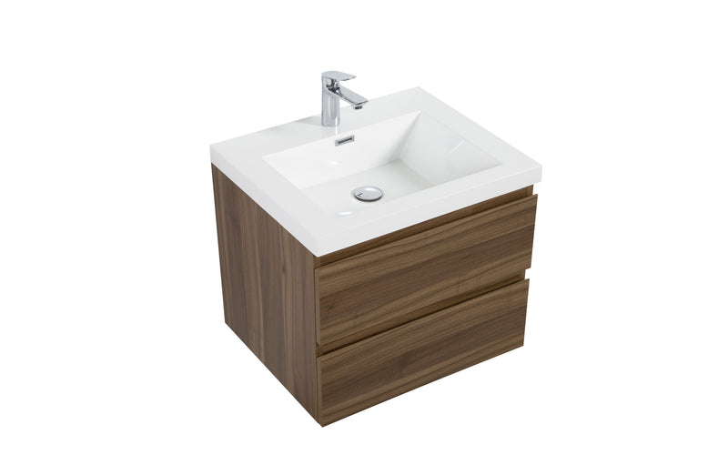 Laviva 313AUR-30SW-GW Aurora 30" Smokey Walnut Wall Hung Bathroom Vanity with White Acrylic Countertop - view 2
