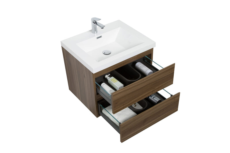 Laviva 313AUR-30SW-GW Aurora 30" Smokey Walnut Wall Hung Bathroom Vanity with White Acrylic Countertop - view 3