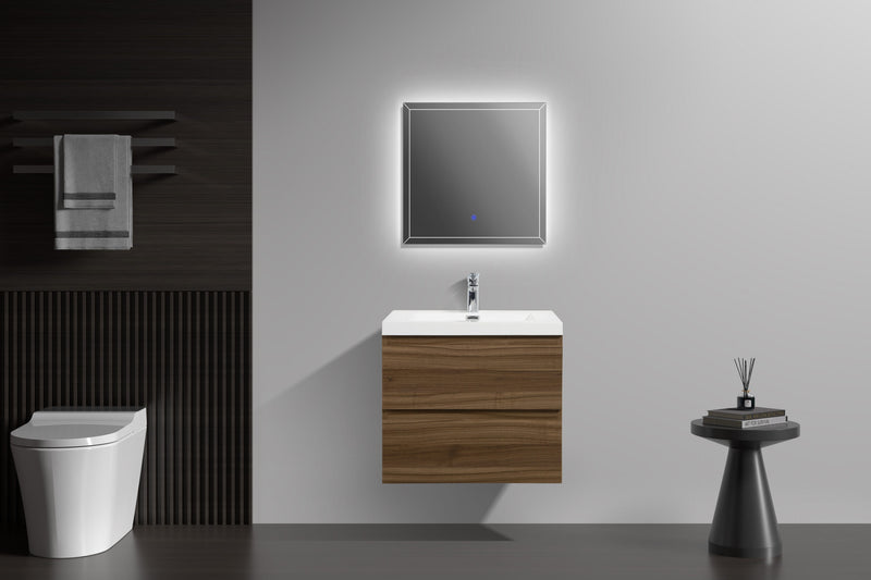 Laviva 313AUR-30SW-GW Aurora 30" Smokey Walnut Wall Hung Bathroom Vanity with White Acrylic Countertop - view 6