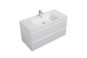 Laviva 313AUR-36GPW-GW Aurora 36" Glossy Polar White Wall Hung Bathroom Vanity with White Acrylic Countertop - view 2