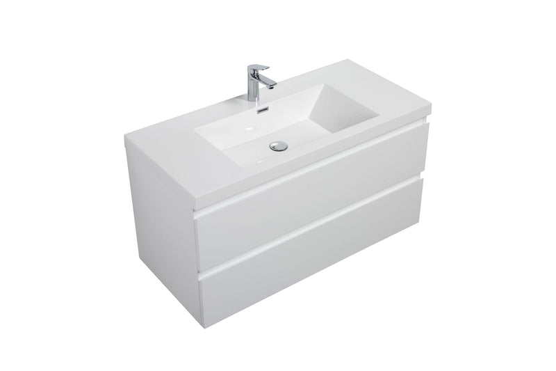 Laviva 313AUR-36GPW-GW Aurora 36" Glossy Polar White Wall Hung Bathroom Vanity with White Acrylic Countertop - view 2